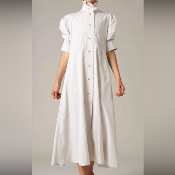 Thierry Colson France Women’s Venetia Sun Dress Sheer White Parrot Print XS S